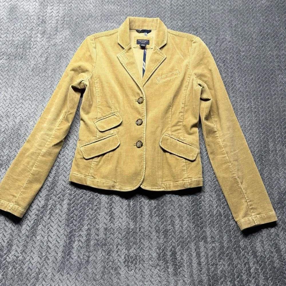 American Eagle Corduroy Blazer S Camel Tan 3-Button‎ Stretch Jacket